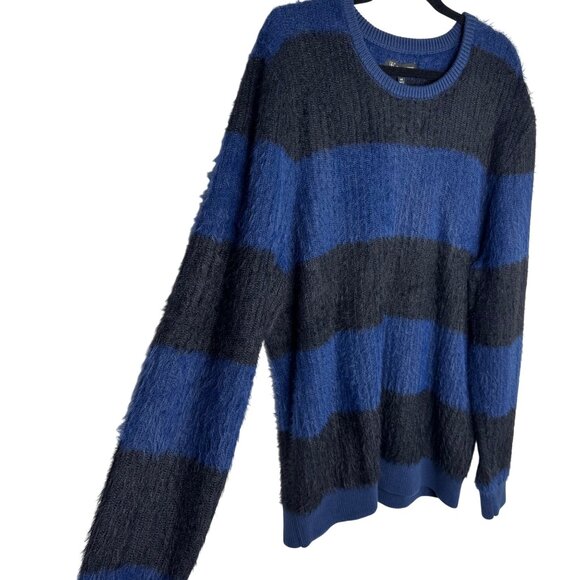 INC Women's Striped Blue Black Horizontal Striped Fuzzy Sweater Size XXL - Picture 8 of 8